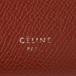 Pre Owned Celine Copper Brown/Pink Grained Leather Multifunction Strap Wallet