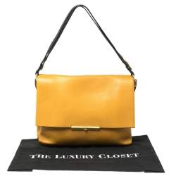 Pre Owned Celine Mustard/Black Leather Blade Flap Bag