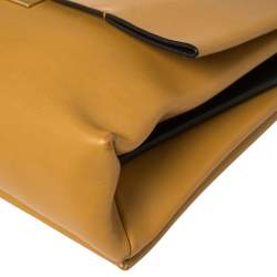 Pre Owned Celine Mustard/Black Leather Blade Flap Bag