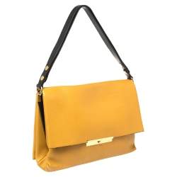 Pre Owned Celine Mustard/Black Leather Blade Flap Bag