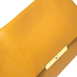 Pre Owned Celine Mustard/Black Leather Blade Flap Bag