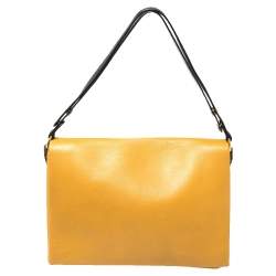 Pre Owned Celine Mustard/Black Leather Blade Flap Bag