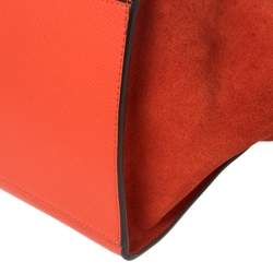 Pre Owned Celine Red Leather and Suede Medium Trapeze Top Handle Bag