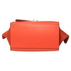Pre Owned Celine Red Leather and Suede Medium Trapeze Top Handle Bag