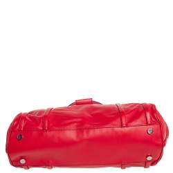 Pre Owned Celine Red Leather Turnlock Flap Satchel