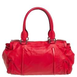 Pre Owned Celine Red Leather Turnlock Flap Satchel