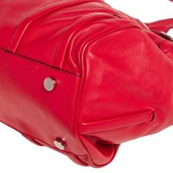 Pre Owned Celine Red Leather Turnlock Flap Satchel