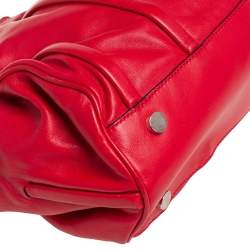 Pre Owned Celine Red Leather Turnlock Flap Satchel