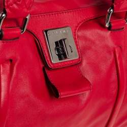 Pre Owned Celine Red Leather Turnlock Flap Satchel
