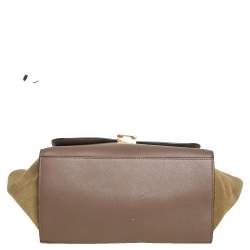 Pre Owned Celine Tri Color Leather and Suede Medium Trapeze Top Handle Bag