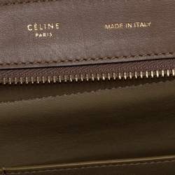 Pre Owned Celine Tri Color Leather and Suede Medium Trapeze Top Handle Bag