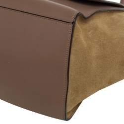 Pre Owned Celine Tri Color Leather and Suede Medium Trapeze Top Handle Bag