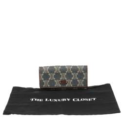 Pre Owned Céline Blue/Brown Macadam Canvas and Leather Continental Wallet