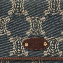 Pre Owned Céline Blue/Brown Macadam Canvas and Leather Continental Wallet
