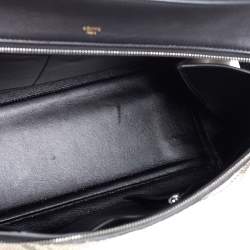 Pre Owned Celine Black/Beige Python and Leather Medium Edge Top Handle Bag