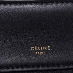 Pre Owned Celine Black/Beige Python and Leather Medium Edge Top Handle Bag