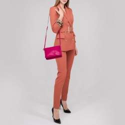 Pre Owned Céline Fuchsia Leather Small Trio Zip Crossbody Bag