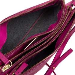 Pre Owned Céline Fuchsia Leather Small Trio Zip Crossbody Bag