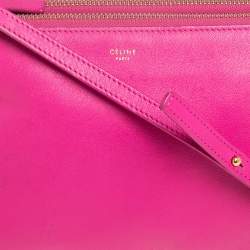 Pre Owned Céline Fuchsia Leather Small Trio Zip Crossbody Bag