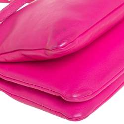 Pre Owned Céline Fuchsia Leather Small Trio Zip Crossbody Bag