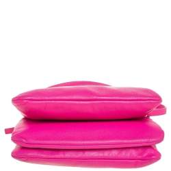 Pre Owned Céline Fuchsia Leather Small Trio Zip Crossbody Bag