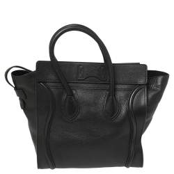 Pre Owned Celine Black Leather Mini Luggage Tote
