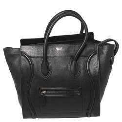 Pre Owned Celine Black Leather Mini Luggage Tote