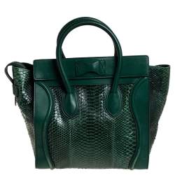 مملوكة مسبقًا حقيبة يد توتس سيلين ميني لاغيدج جلد وجلد ثعبان أخضر