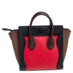 Pre Owned Céline Tri Color Leather Nano Luggage Tote