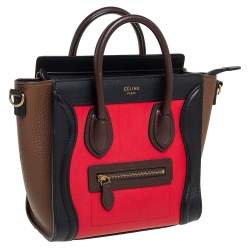 Pre Owned Céline Tri Color Leather Nano Luggage Tote