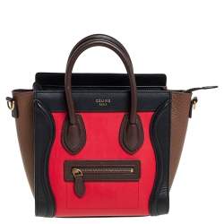 Pre Owned Céline Tri Color Leather Nano Luggage Tote