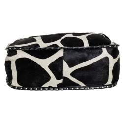 Pre Owned Celine White/Black Animal Print Calf Hair Boogie Tote