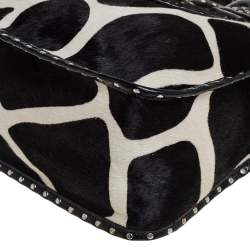 Pre Owned Celine White/Black Animal Print Calf Hair Boogie Tote