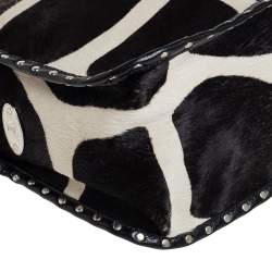 Pre Owned Celine White/Black Animal Print Calf Hair Boogie Tote