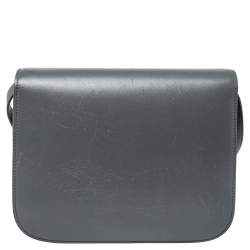 Pre Owned Celine Grey Leather Medium Classic Box Shoulder Bag