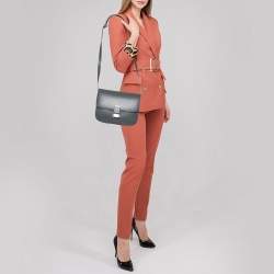Pre Owned Celine Grey Leather Medium Classic Box Shoulder Bag