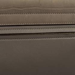Pre Owned Celine Grey Croc Embossed Leather and Suede Medium Trapeze Top Handle Bag