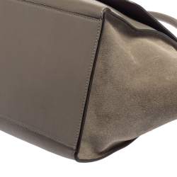 Pre Owned Celine Grey Croc Embossed Leather and Suede Medium Trapeze Top Handle Bag