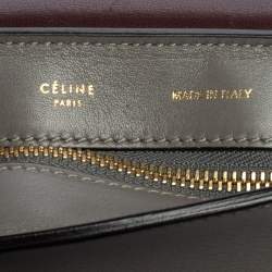 Pre Owned Celine Grey Croc Embossed Leather and Suede Medium Trapeze Top Handle Bag