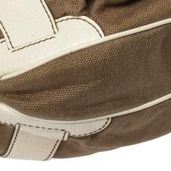 Celine Brown/Light Cream Canvas and Leather Boogie Hobo