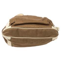 Celine Brown/Light Cream Canvas and Leather Boogie Hobo