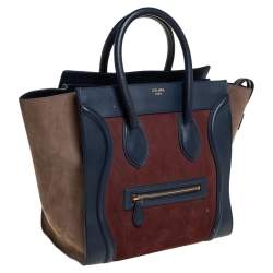 مملوكة مسبقًا حقيبة يد سيلين لاغيدج ميني سويدي و جلد ثلاثي اللون