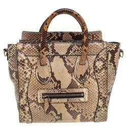 Pre Owned Céline Beige/Black Python Nano Luggage Tote