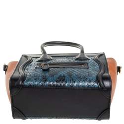 Pre Owned Céline Tri Color Leather and Python Nano Luggage Tote
