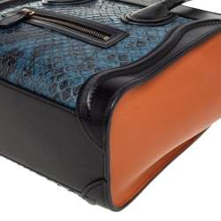 Pre Owned Céline Tri Color Leather and Python Nano Luggage Tote