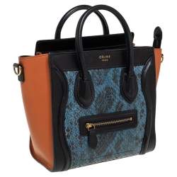 Pre Owned Céline Tri Color Leather and Python Nano Luggage Tote