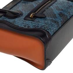 Pre Owned Céline Tri Color Leather and Python Nano Luggage Tote