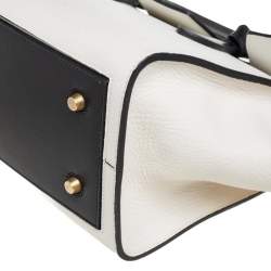 Pre Owned Celine White/Black Leather Mini Tie Tote