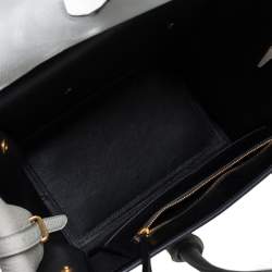 Pre Owned Celine White/Black Leather Mini Tie Tote