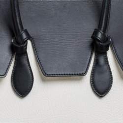 Pre Owned Celine White/Black Leather Mini Tie Tote